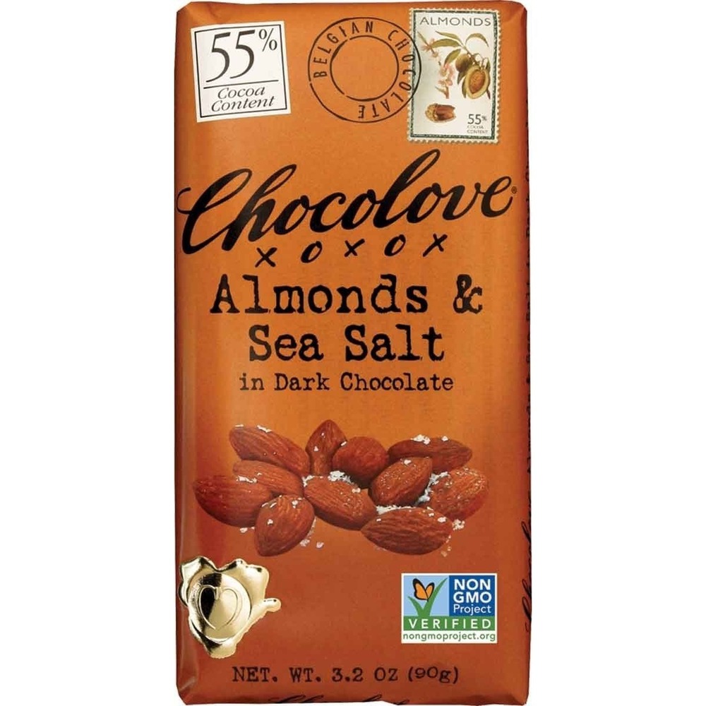 Case of 12 Chocolove Dark Chocolate Almonds & Sea Salt Bars, 3.2 oz Each FRESH!